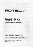Rotel-RA-931-MK2 - Owners manual